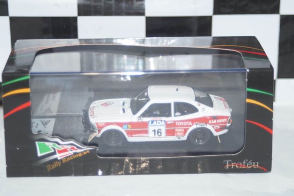 Toyota corolla levin 1000 lakes rally 1977 m.saaristo 1:43rd scale rr.fi 14 trofeu
